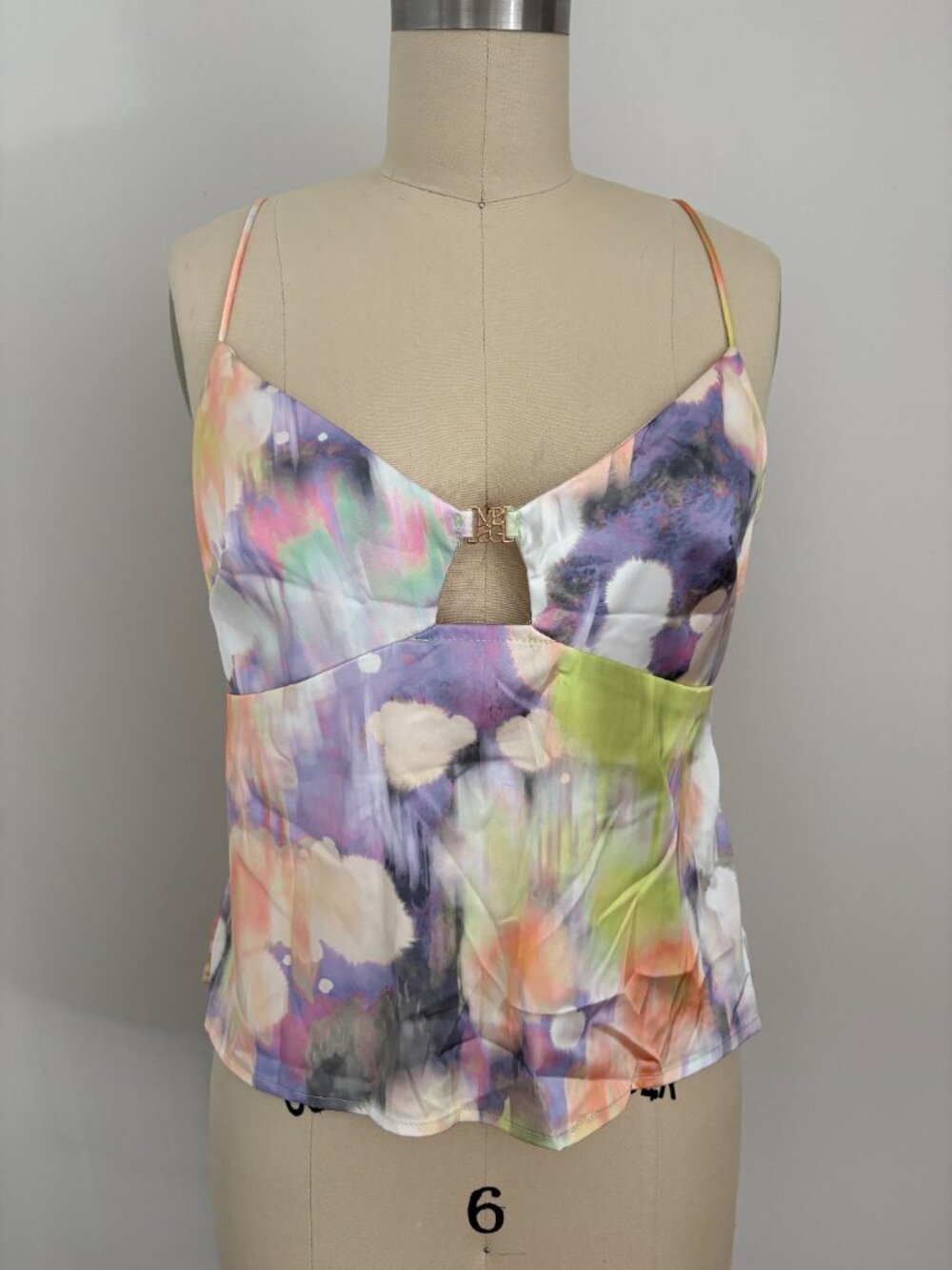 Missguided Watercolor Cutout Cami Top Y2K Festival Abstract Hardware Fairycore M